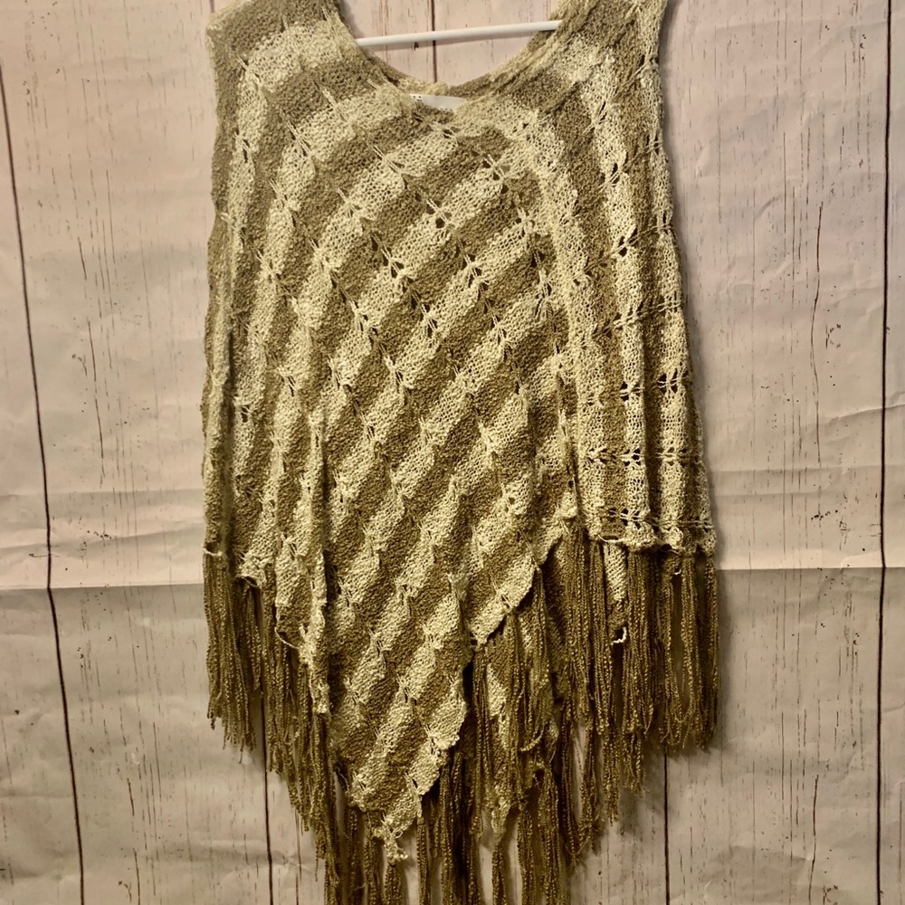 Cream & tan poncho